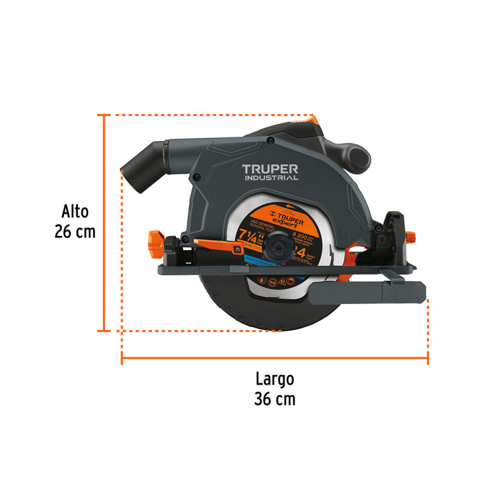 Sierra circular 7-1/4' 1900W, TRUPER INDUSTRIAL