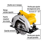 Sierra circular 7-1/4', 1200W, PRETUL