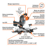Sierra de inglete 10', 1900W compuesta, TRUPER