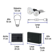 Sistema de iluminación Solar 6 W con 3 lámparas LED, VOLTECK