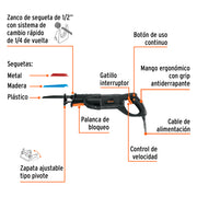 Sierra sable 900W velocidad variable, TRUPER INDUSTRIAL