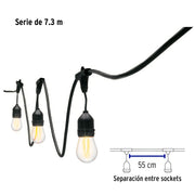 Serie de 7.3 m con 12 luces de LED para exterior, VOLTECK