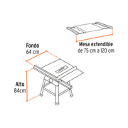 Sierra de mesa 10', 2-1/2 HP (1900 W), con base, TRUPER