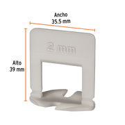 Bolsa c/100 anclas curvas de 2mm para nivelación de azulejos