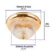 Luminario decorativo 15x28 cm pantalla cristal, s/lámparas