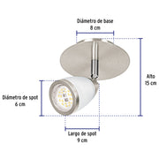 Luminario de sobreponer 1 spot base GU10, Verona, VOLTECK