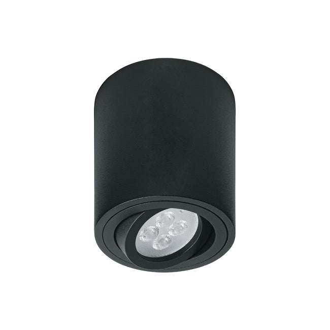 Luminario de sobreponer con spot dirigible, redondo, negro