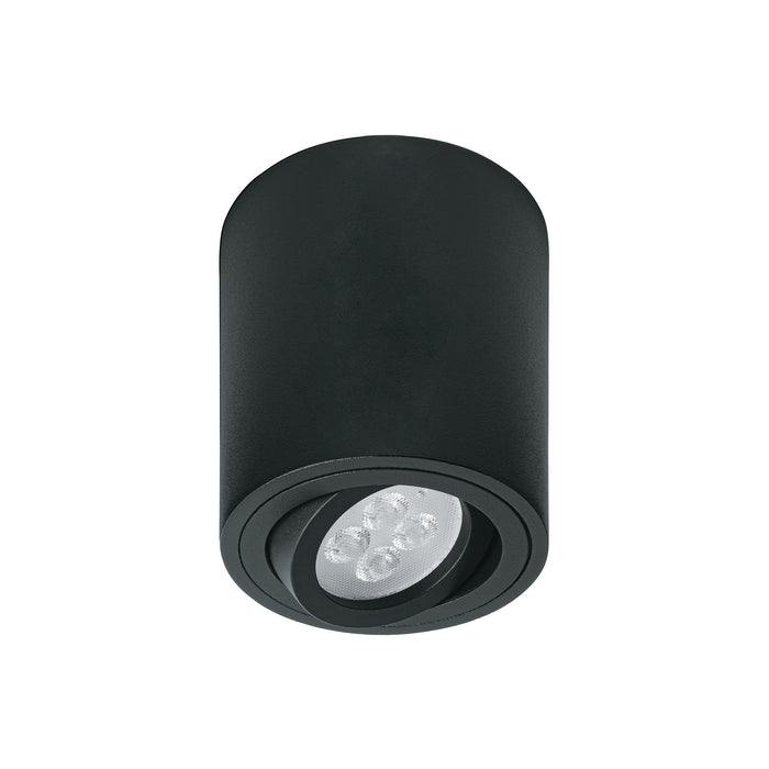 Luminario de sobreponer con spot dirigible, redondo, negro