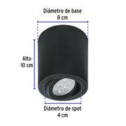 Luminario de sobreponer con spot dirigible, redondo, negro