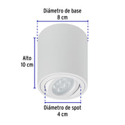 Luminario de sobreponer con spot dirigible, redondo, blanco