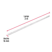 Cremallera sencilla blanca para ménsulas planas, 2m, FIERO