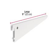 Ménsula plana blanca para cremallera doble, 22cm, FIERO