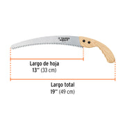 Serrucho de poda 13',hoja curva,7 DPP, mango madera, EXPERT