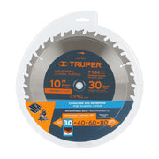 Disco sierra 10' para madera, 30 dientes centro 5/8', TRUPER