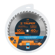Disco sierra 10' para madera, 40 dientes centro 5/8', TRUPER