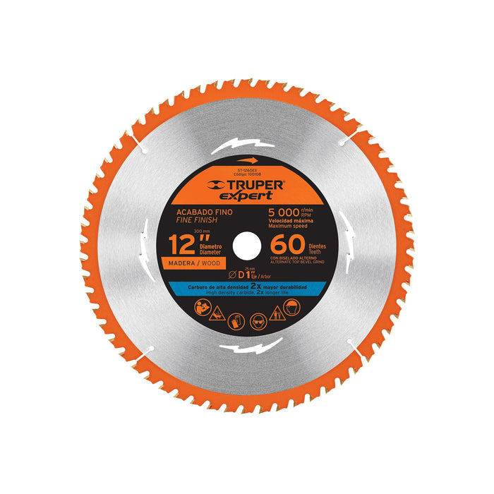 Disco sierra 12' para madera, 60 dientes centro 1', EXPERT