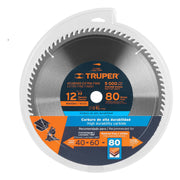 Disco sierra 12' para madera, 80 dientes centro 1', TRUPER