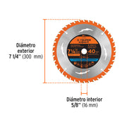 Disco sierra 7-1/4' p/madera, 24 dientes centro 5/8', EXPERT