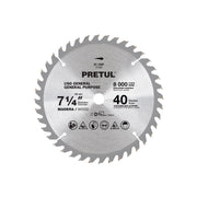 Disco sierra 7-1/4' p/madera, 40 dientes centro 5/8', PRETUL
