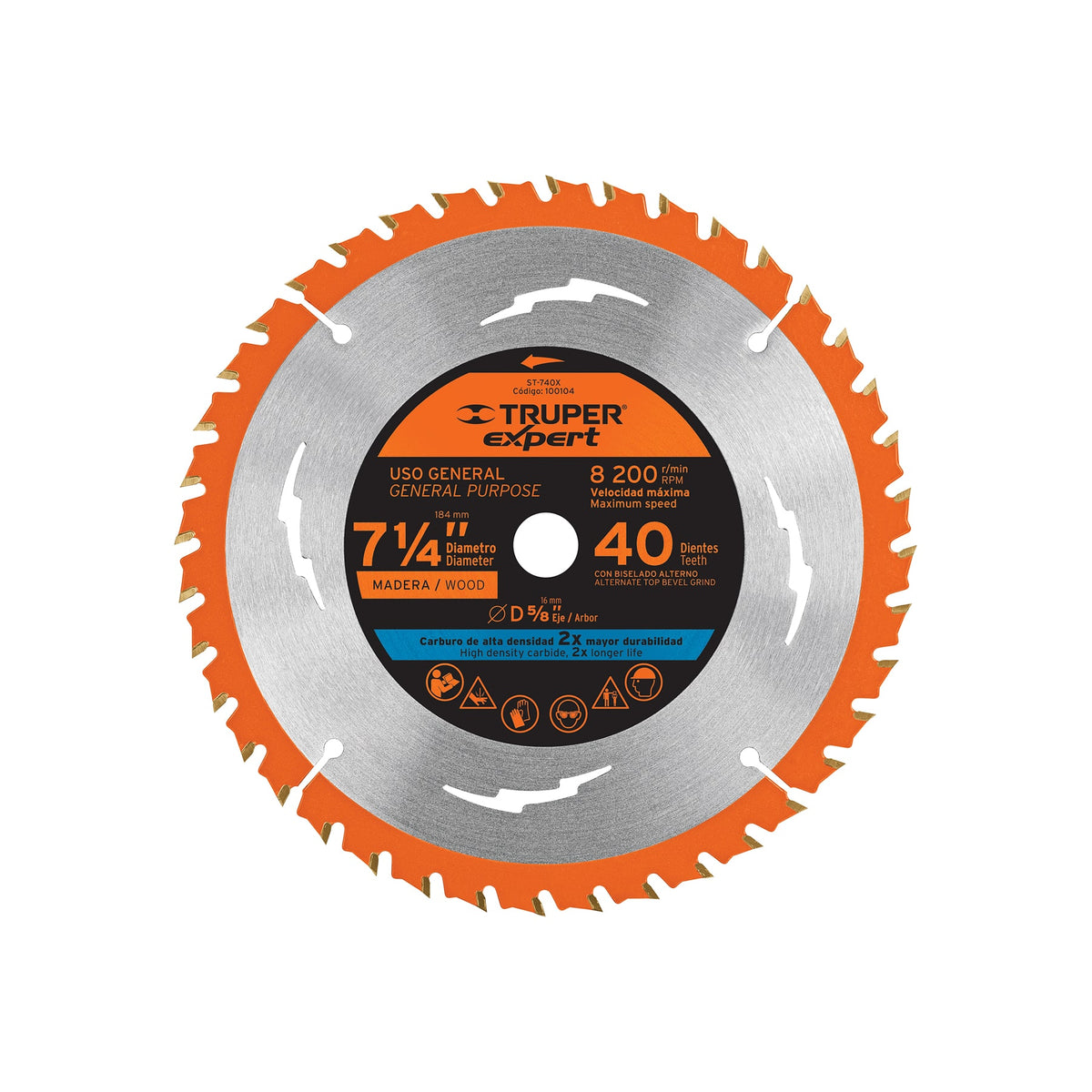 Disco sierra 7-1/4' p/madera, 40 dientes centro 5/8', EXPERT
