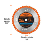 Disco sierra 7-1/4' p/madera, 40 dientes centro 5/8', EXPERT