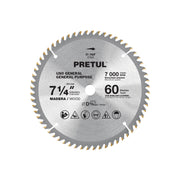 Disco sierra 7-1/4' p/madera, 60 dientes centro 5/8', PRETUL
