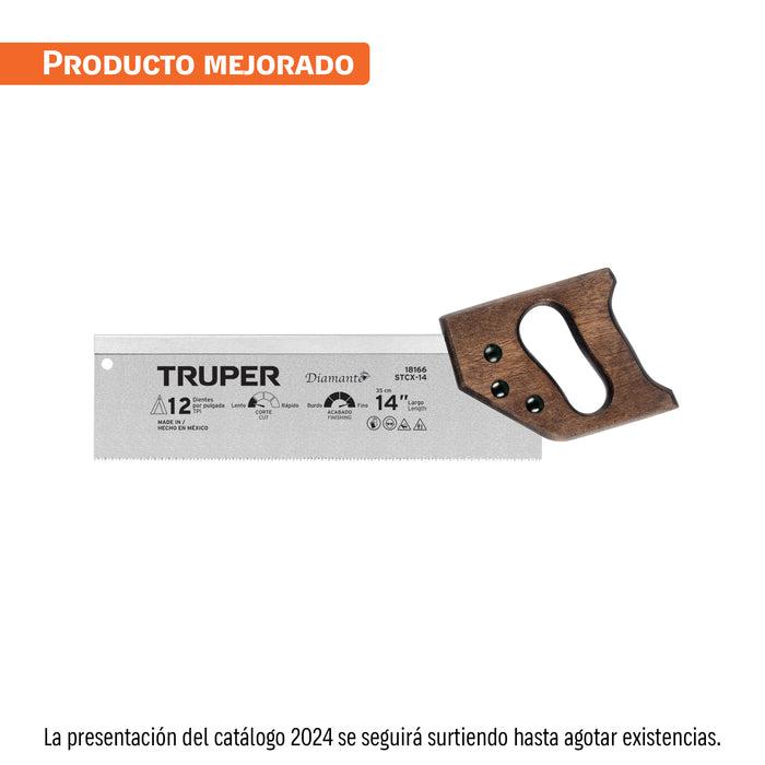 Serrucho de costilla 14' Diamante, 12 DPP, TRUPER