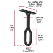 Soporte negro para tubo ovalado de closet, HERMEX
