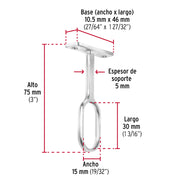 Soporte central para tubo ovalado de clóset, HERMEX
