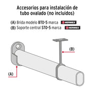 Soporte central para tubo ovalado de clóset, HERMEX