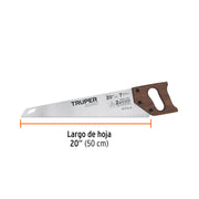 Serrucho Rapid 20', 7 DPP, mango de madera, TRUPER