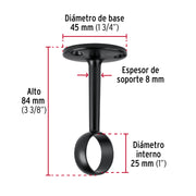 Soporte negro para tubo redondo de closet, HERMEX