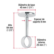 Soporte central para tubo redondo de clóset, HERMEX