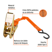 Juego de 4 sujetadores con matraca carga máxima 675 kg
