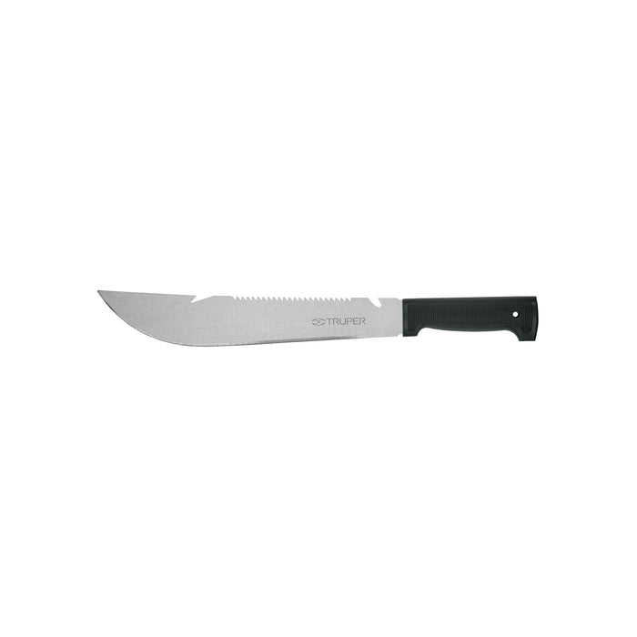 Machete rambo 12', cacha inyectada negra, con funda, TRUPER