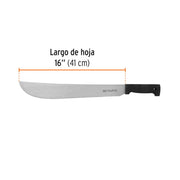 Machete estándar 16' cacha negra inyectada, TRUPER
