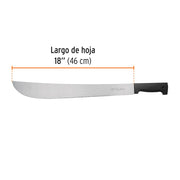 Machete estándar 18' cacha negra inyectada, en bolsa, TRUPER