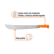 Machete estándar 18' cacha naranja remachada, TRUPER
