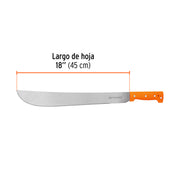 Machete estándar 18' cacha naranja remachada, TRUPER