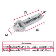 Caja con 25 taquetes expansivos de 1/2' con tornillo, FIERO