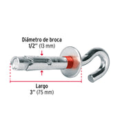 Caja con 25 taquetes expansivos 12x75 mm con armella abierta