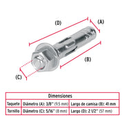 Caja con 100 taquetes expansivos de 5/16' con tornillo FIERO