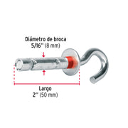 Caja con 100 taquetes expansivos 8x50 mm con armella abierta
