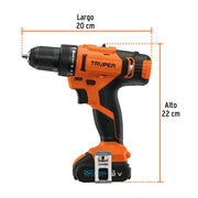 Taladro/destornillador 3/8', 12V, 1 batería 2Ah, PRO