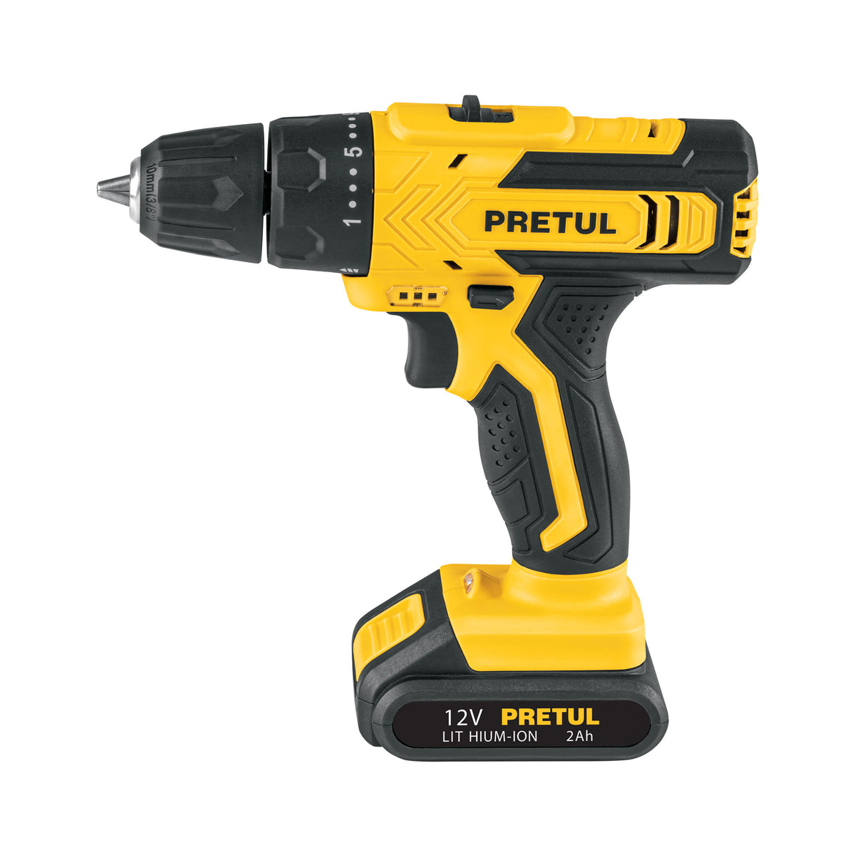 Taladro/destornillador 3/8', 12V, 1 batería 2Ah, PRETUL