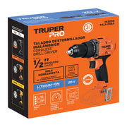 Taladro/destornillador 1/2', 20V, sin accesorios, TRUPER PRO
