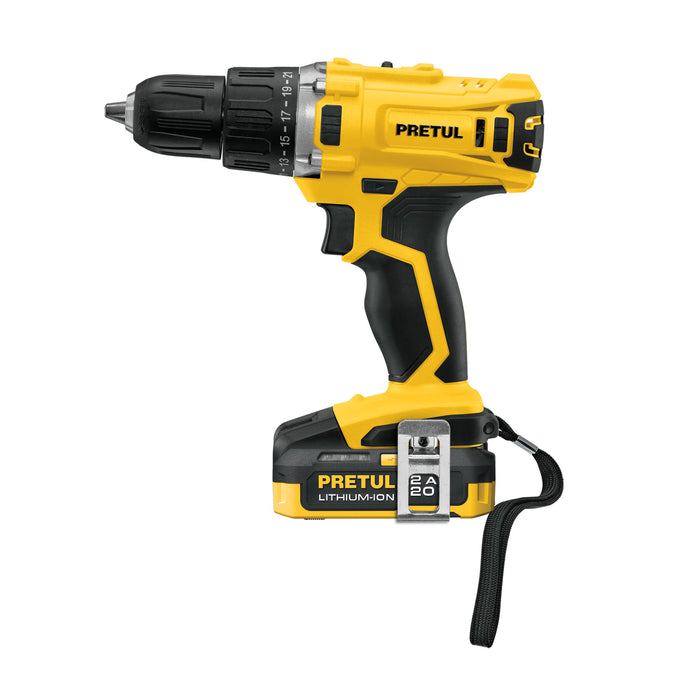 Taladro/destornillador 1/2', 20V, 1 batería 2Ah, PRETUL