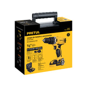 Kit taladro/destornillador 1/2', 20V, 32 accesorios, PRETUL