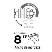 Tornillo de banco 8' de hierro gris, PRETUL