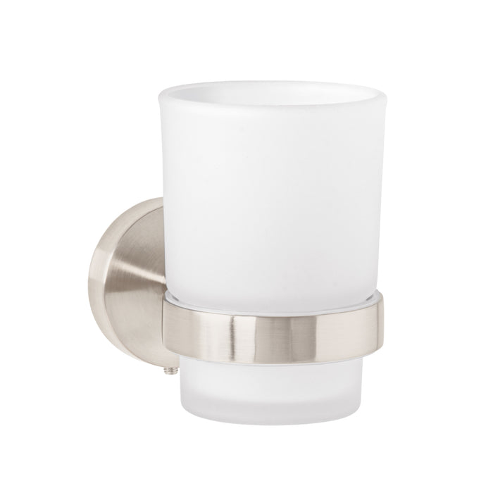 Portavaso cepillero satín con vaso de vidrio, FOSET TÚBIG
